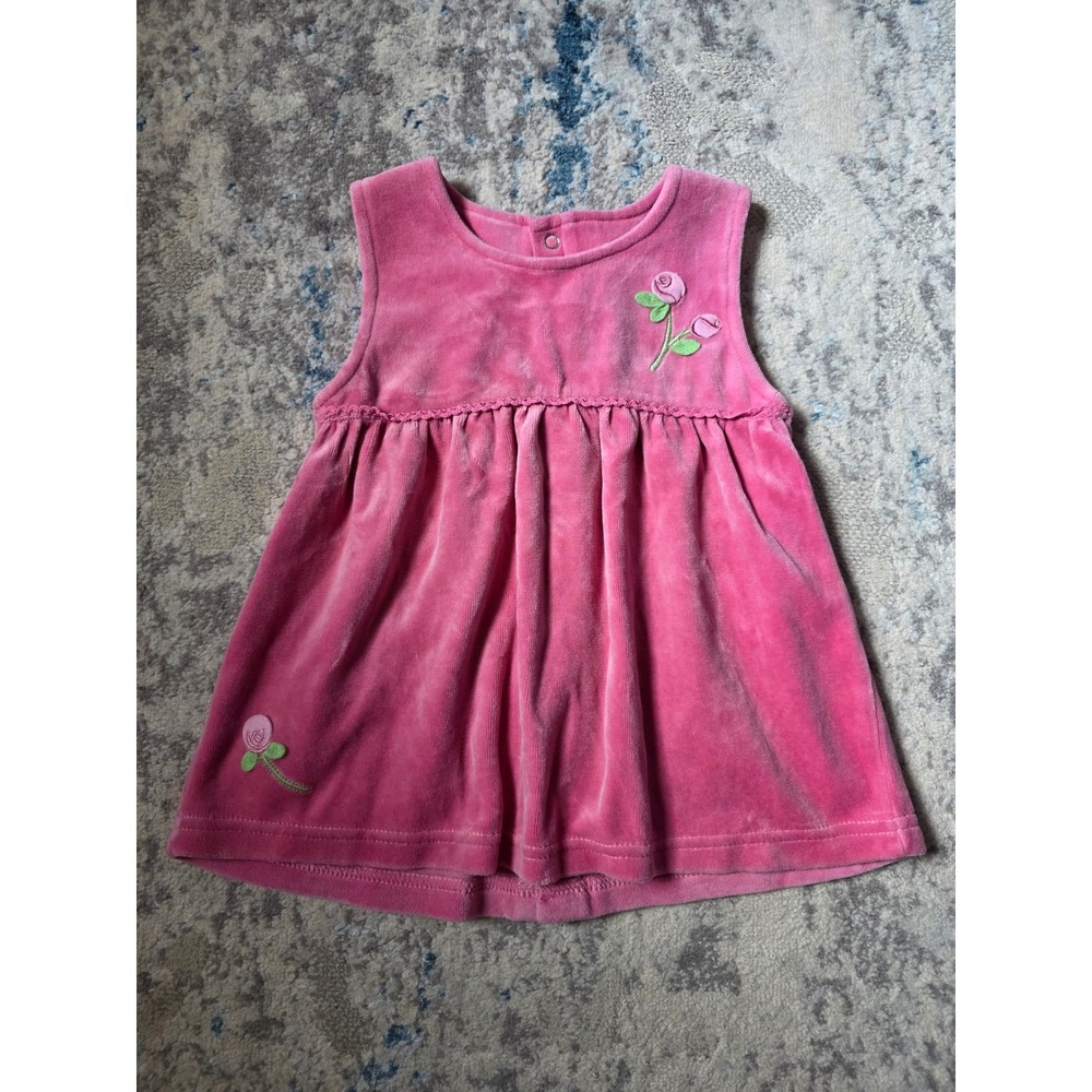 Vintage Y2K 2003‎ Minibasix Infant 12 months Pink and Floral Sleeveless Dress